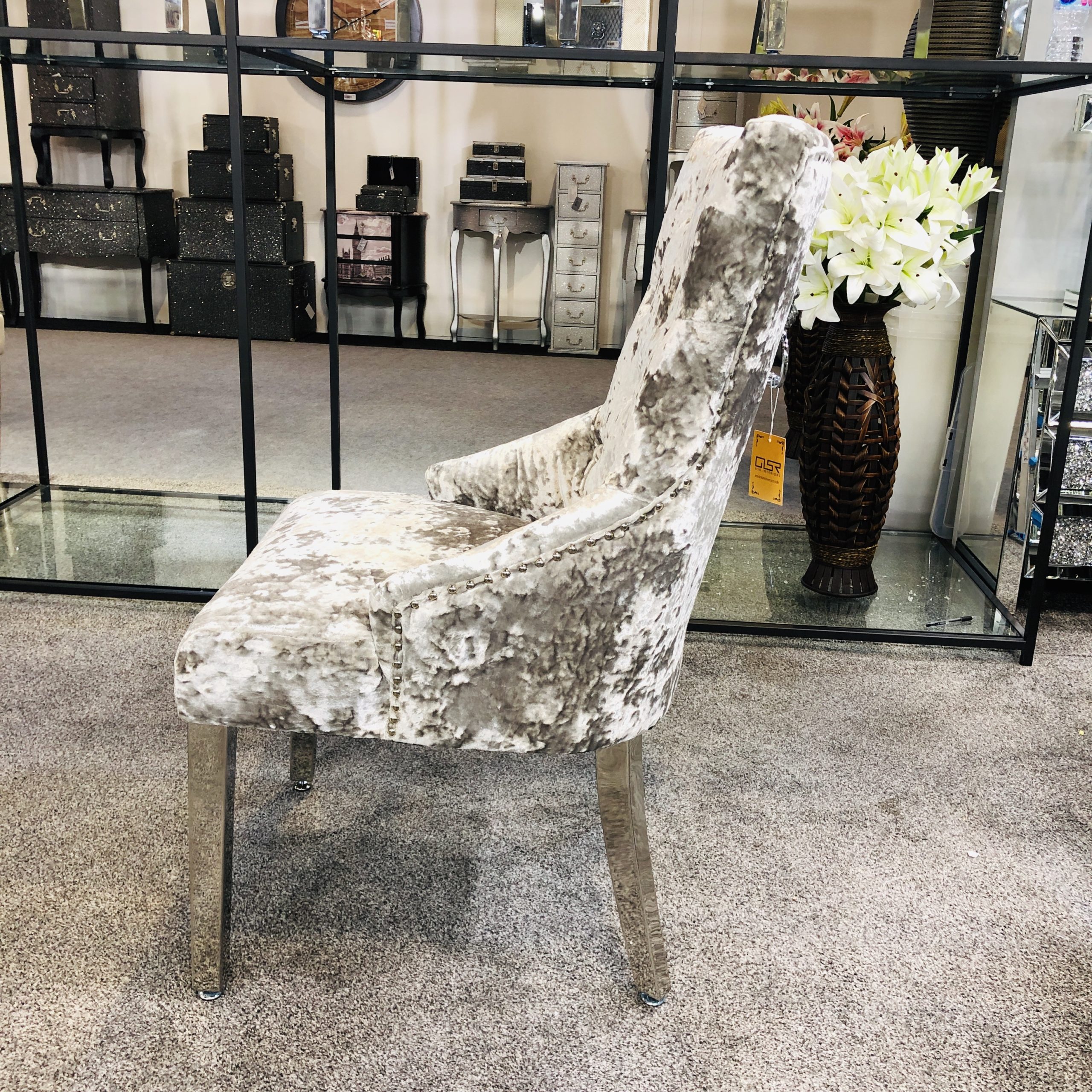 Venice Premium Crushed Velvet Silver Dining Chair