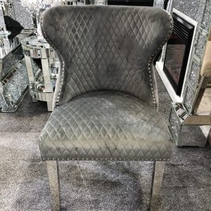 Valentino Grey Velvet Dining Chair