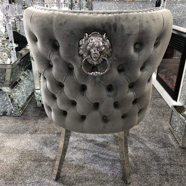 Valentino Grey Velvet Dining Chair