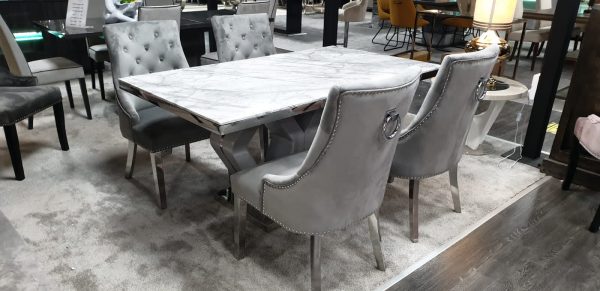 Majestic Grey Marble Dining Table