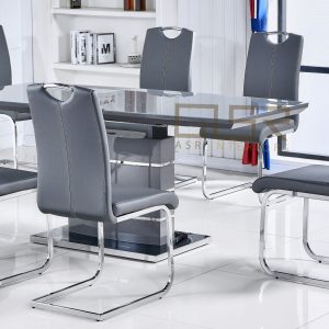 Milan Grey Extending Dining Table + 6 Milan Chairs