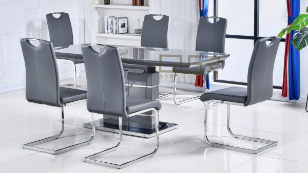 Milan Grey Extending Dining Table + 6 Milan Chairs