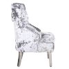 Majestic Silver Crushed Velvet Wing Chair 7