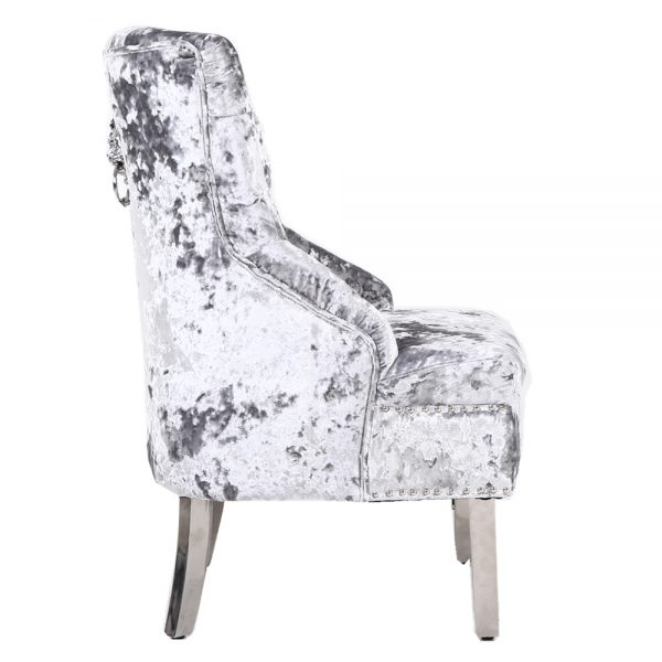 Majestic Silver Crushed Velvet Wing Chair